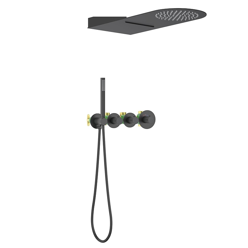 Душевая система Timo Saona SX-2350/03SM с термостатом цвет Черный матовый